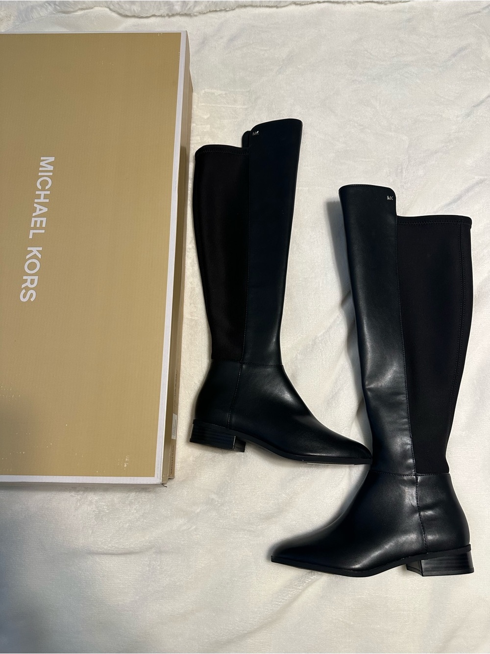 MICHAEL KORS Black Leather Over-the-Knee Stretch Boots